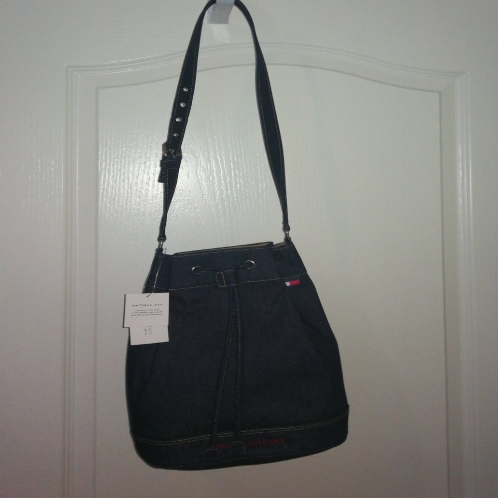 Tommy Hilfiger Blue Jean Drawstring Tub Purse